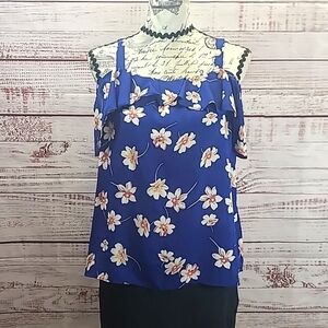 Sienna Sky ruffle shoulder floral blouse